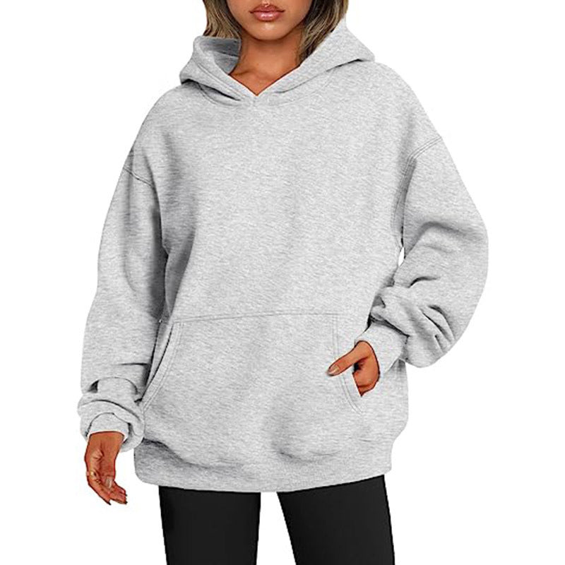 Damen nan Oversize Kapuzenpullover aus weicher Baumwollmischung mit Kängurutasche Shop Nory