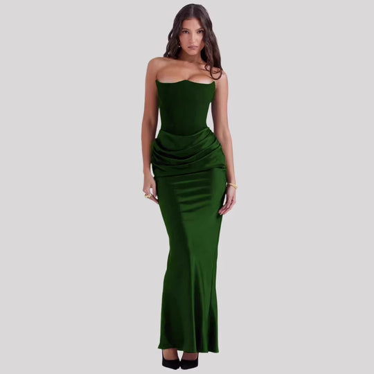 Damen Elegantes Abendkleid mit tiefem Dekolleté und drapierten Details