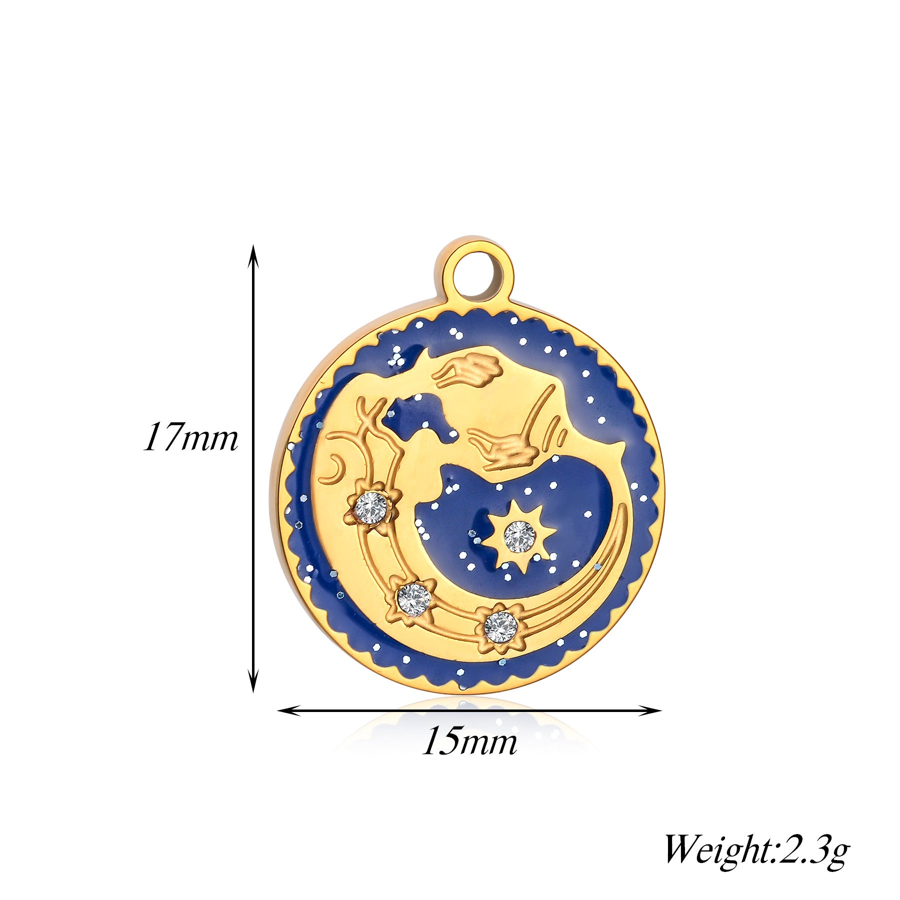 Damen Anhänger mit astrologischem Motiv und funkelnden Zirkonia Shop Nory