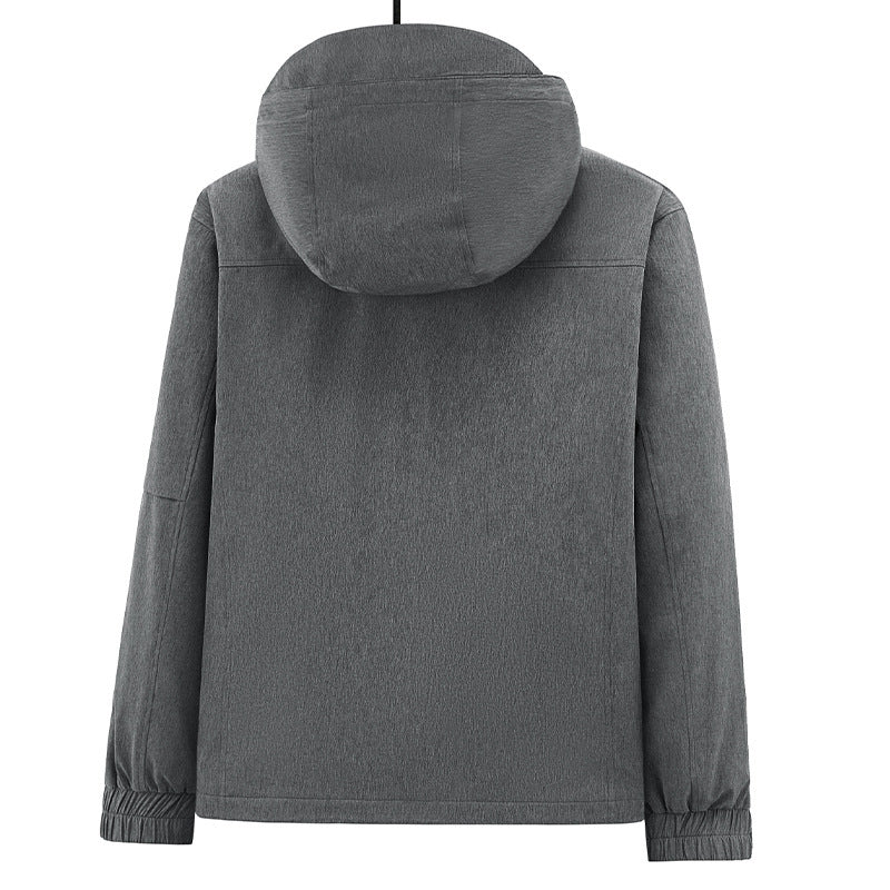 Herren Atmungsaktive Softshell-Outdoorjacke mit Kapuze, verschweißten Reißnähten und Ärmel-Tasche Shop Nory