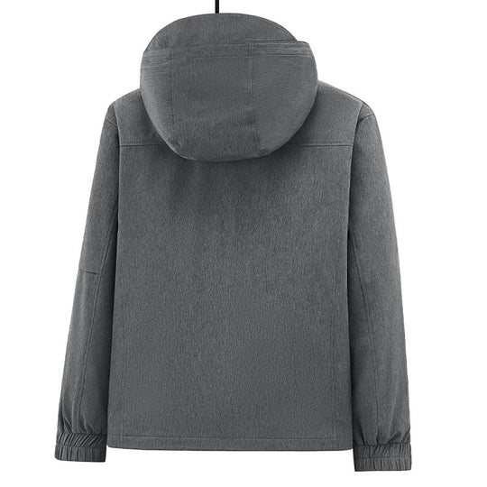 Herren Atmungsaktive Softshell-Outdoorjacke mit Kapuze, verschweißten Reißnähten und Ärmel-Tasche Shop Nory