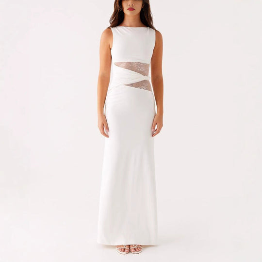 Damen Elegantes Maxikleid mit transparenter Spitze und figurbetontem Schnitt