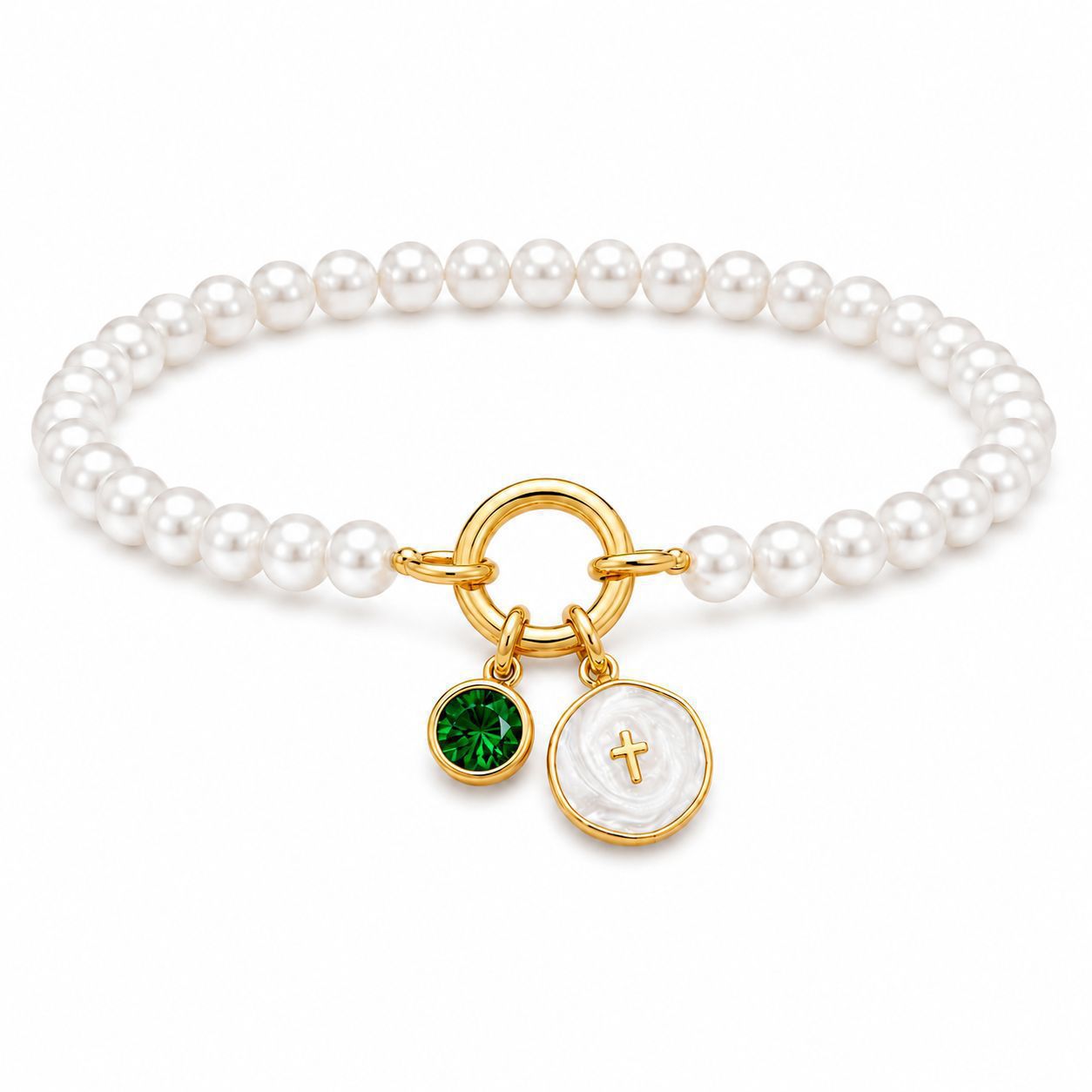 Damen Armband mit Perlen und charmanten Anhängern Shop Nory