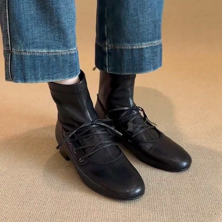 Damen zeitlose Ankle Boots mit hohem Schaft und eleganter Schnürung