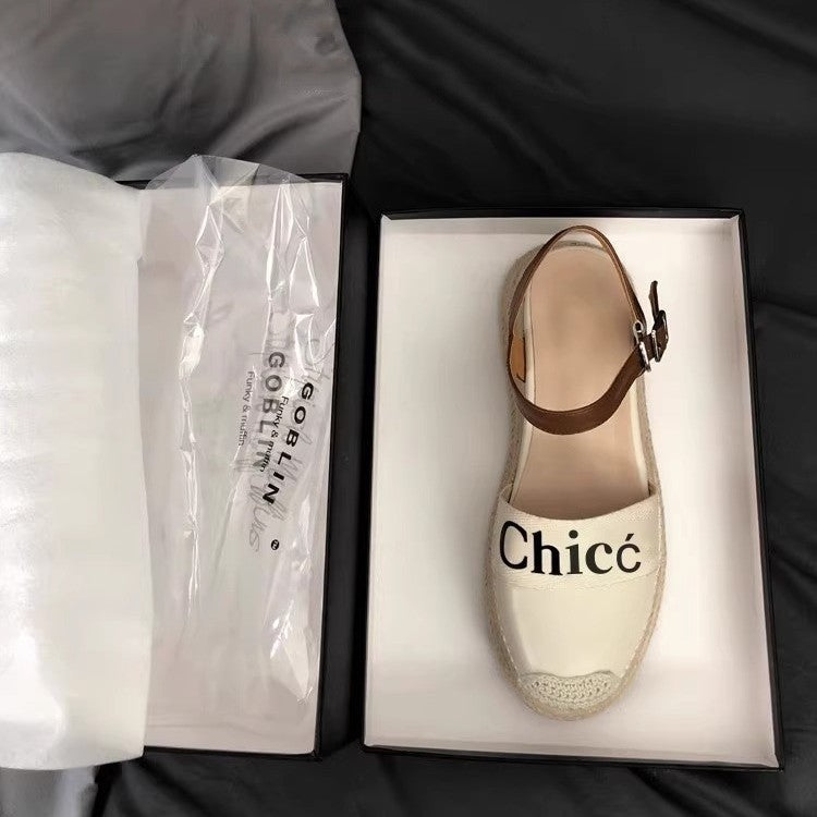 Damen Espadrille-Slingback mit geflochtener Plateau-Sohle und Logo-Detail Shop Nory