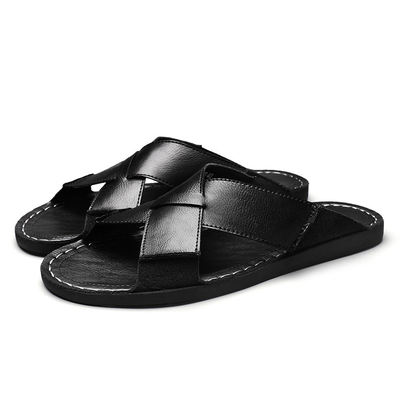 Herren Elegante und bequeme Leder-Sandalen mit verstellbarem Riemensystem
