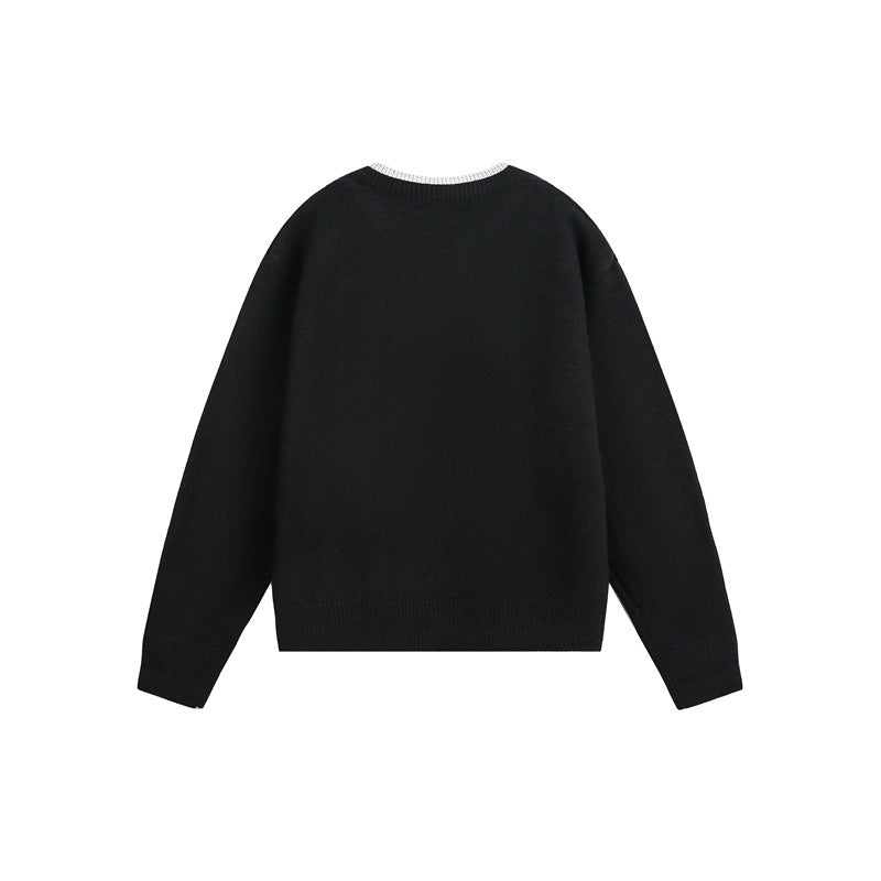 Unisex Grobgestrickter Pullover mit V‑Knopfleiste und Lagenkragen Shop Nory