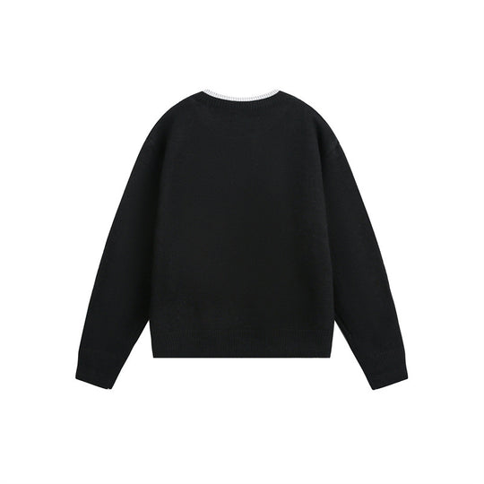 Unisex Grobgestrickter Pullover mit V‑Knopfleiste und Lagenkragen Shop Nory