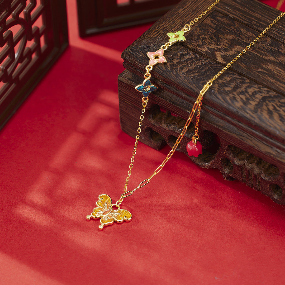 Damen Kette mit bunten Motivanhängern Shop Nory