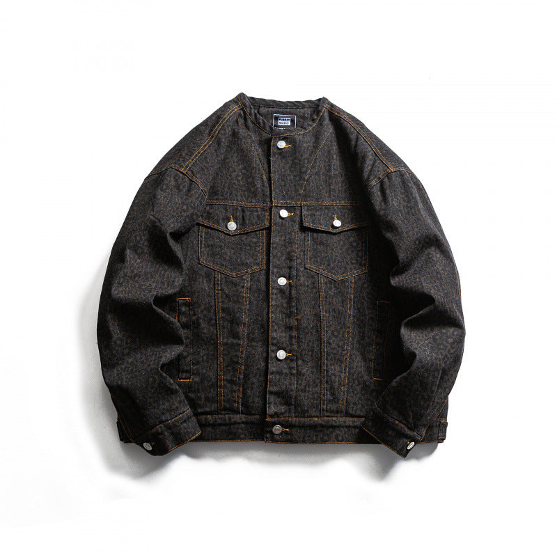 Herren Rundhals-Denimjacke im Boxy-Cut mit Kontrastnähten und Pattentaschen Shop Nory