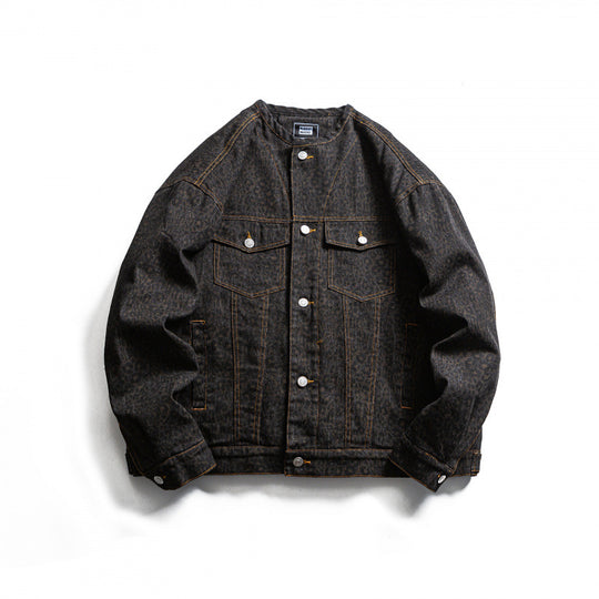 Herren Rundhals-Denimjacke im Boxy-Cut mit Kontrastnähten und Pattentaschen Shop Nory