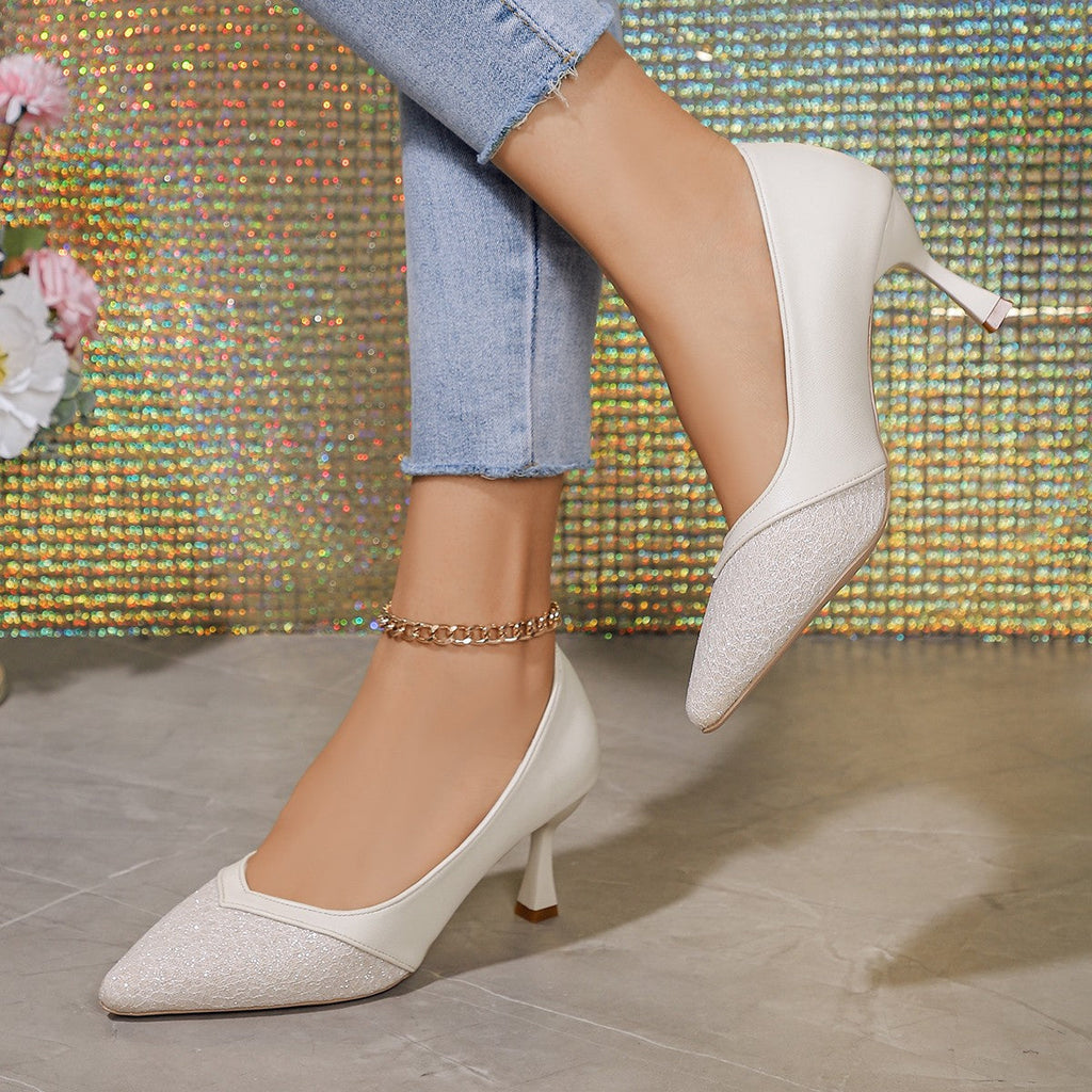 Damen elegante Kitten Heels mit funkelnden Details und komfortabler Einlegesohle Shopnory