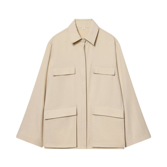 Damen Oversize Feldjacke im Boxy‑Cut mit vier Klapptaschen und verdeckter Druckknopfleiste Shop Nory
