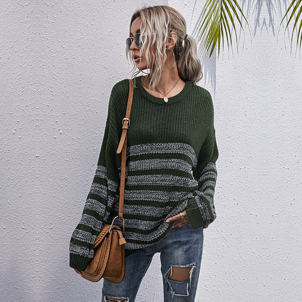 Damen Bequemer Strickpullover mit Streifenmuster Shop Nory