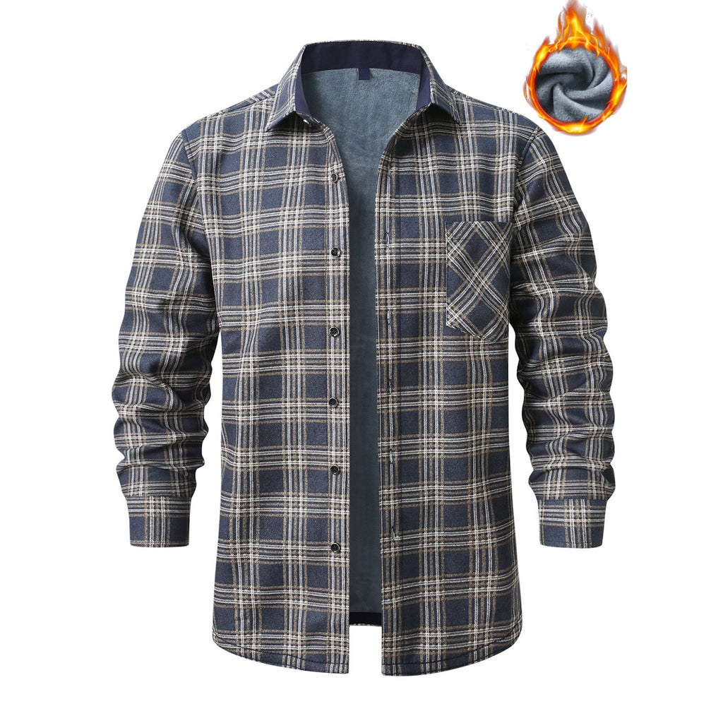 Herren kariertes Flanellhemd mit wärmender Fleece-Innenlage und aufgesetzter Brusttasche Shop Nory