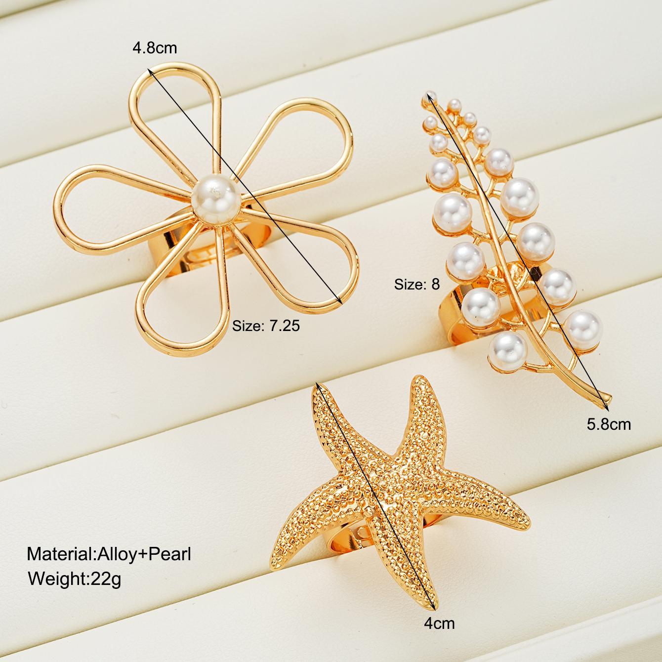 Damen modisches Ringe-Set mit maritimen und floralen Elementen Shop Nory
