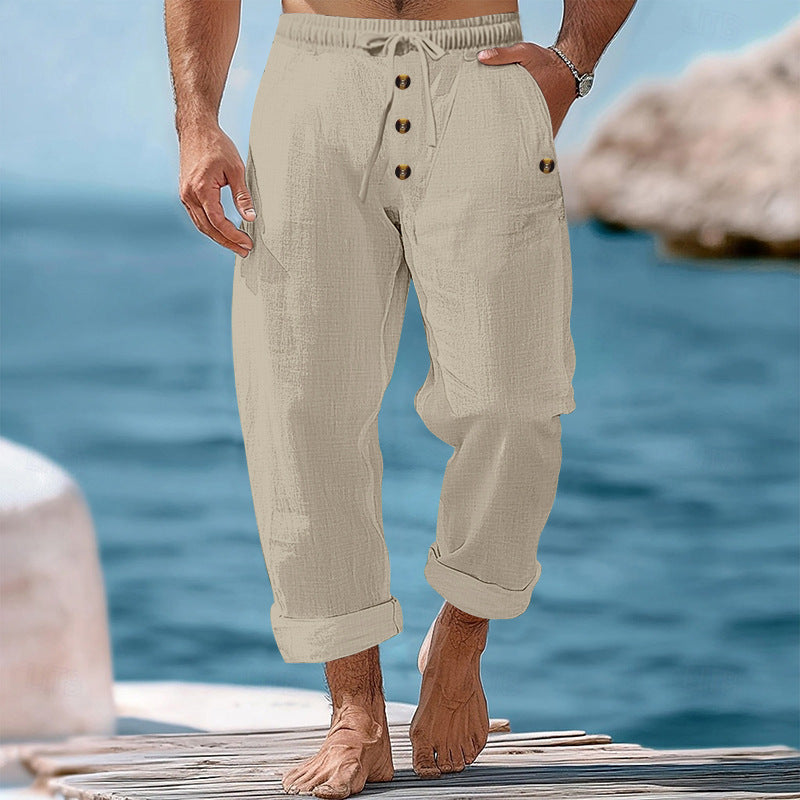Herren lockere Strandhose mit verstellbarem Kordelzug und praktischen Seitentaschen