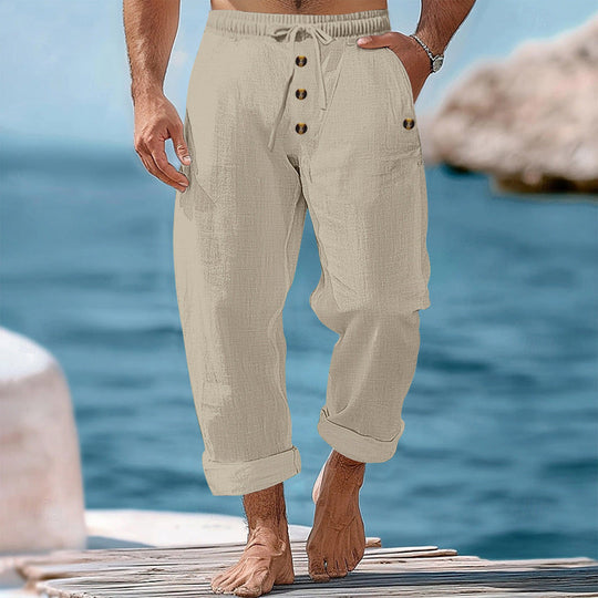 Herren lockere Strandhose mit verstellbarem Kordelzug und praktischen Seitentaschen