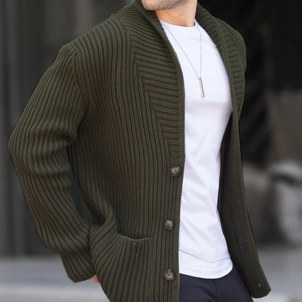 Herren Strickjacke mit tiefem Ausschnitt und knöpfen