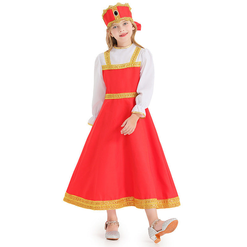 Mädchen Märchenhaftes Kostüm mit eleganten Rüschen und goldenen Akzenten Shop Nory