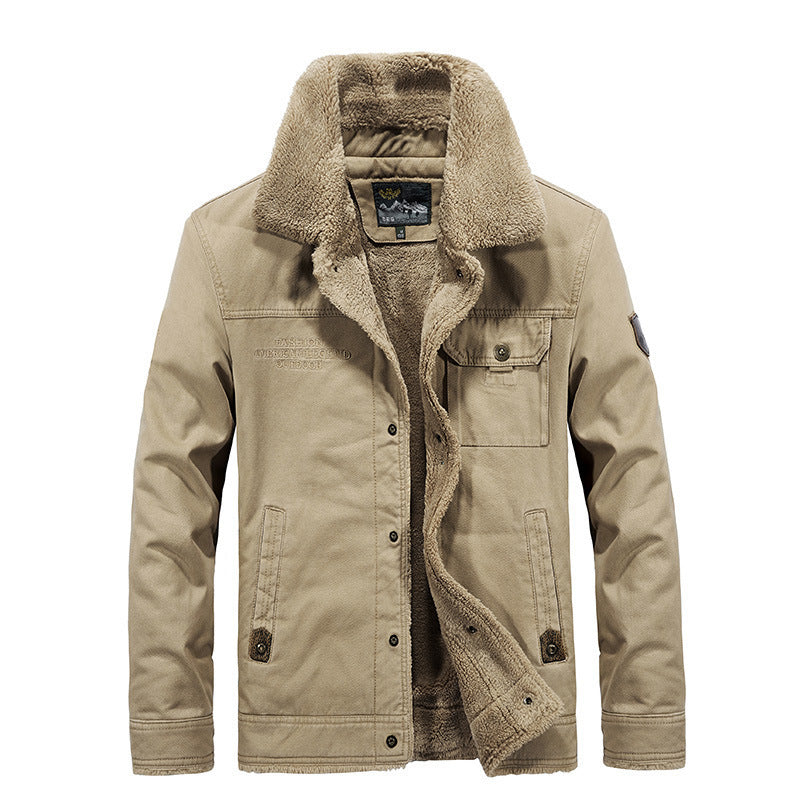 Herren Robust-Canvas-Fieldjacke mit Teddyfutter, Stehkragen und Utility-Taschen Shop Nory