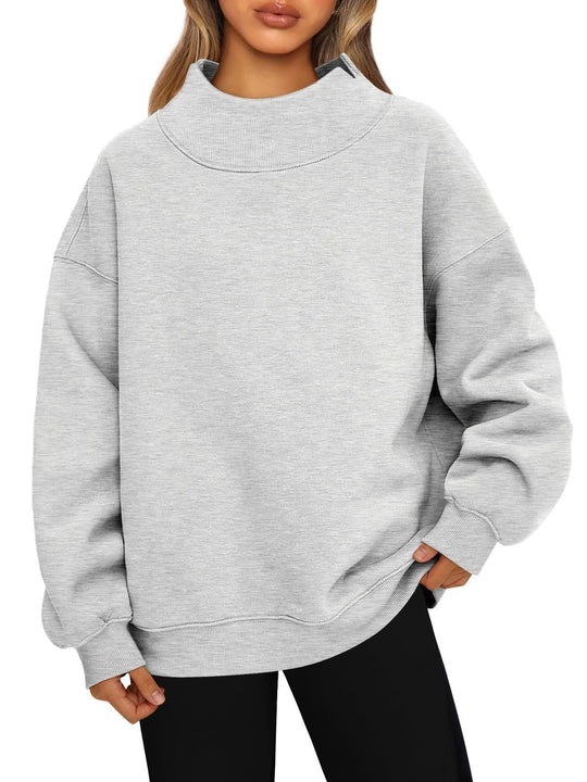 Damen Oversized-Sweatshirt mit hohem Stehkragen und überschnittener Schulter Shop Nory