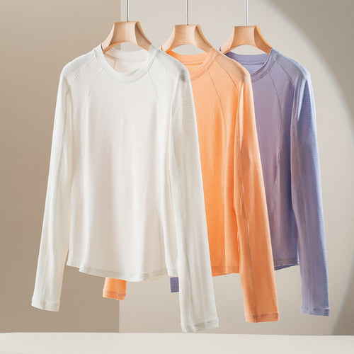 Damen Leichtes Longsleeve-Feinstrickshirt mit Raglanärmeln und Rundhalsausschnitt Shop Nory