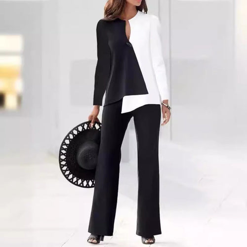 Damen Elegantes und modernes Hosenanzug-Set mit asymmetrischem Design