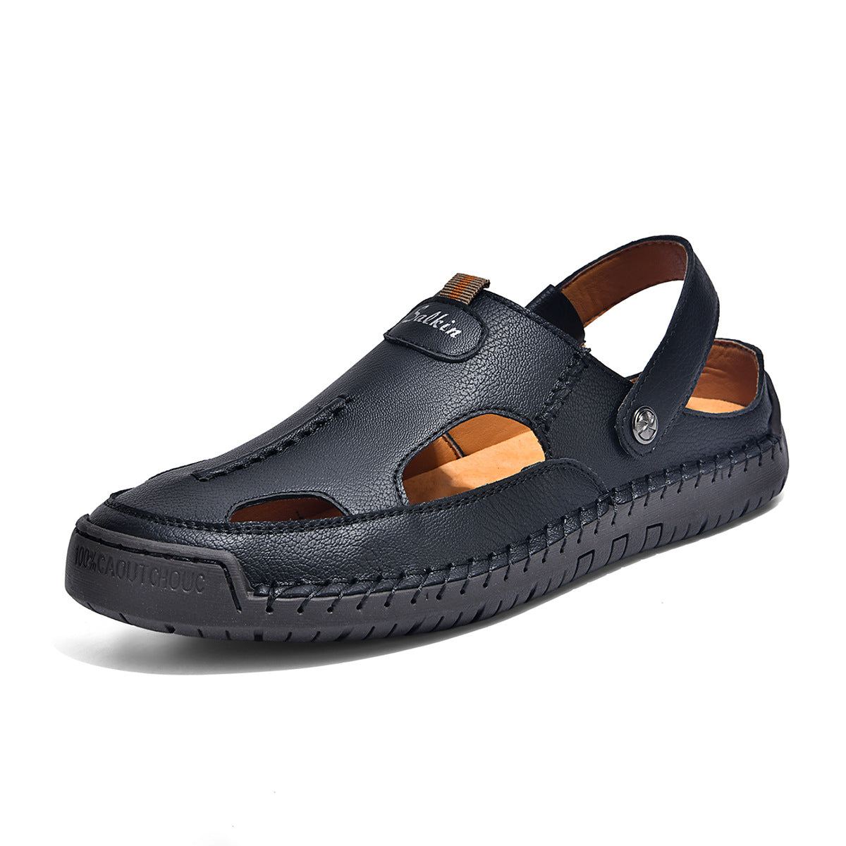 Herren luftige Leder-Sandalen mit verstellbarem Riemen Shopnory