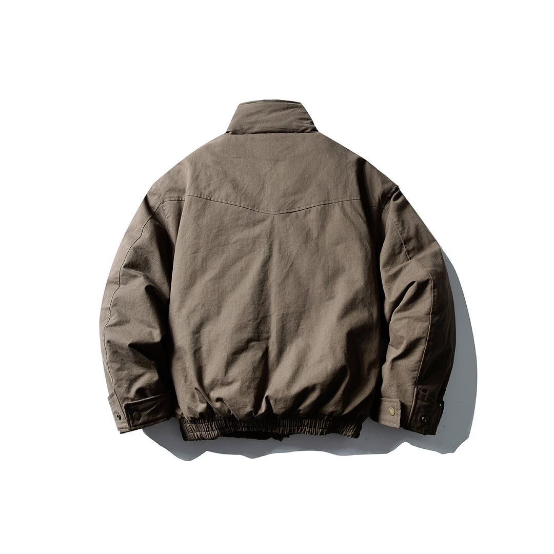 Herren Voluminöser Stehkragen-Bomber mit asymmetrischer Frontpatte und Taillen-Buckle Shop Nory