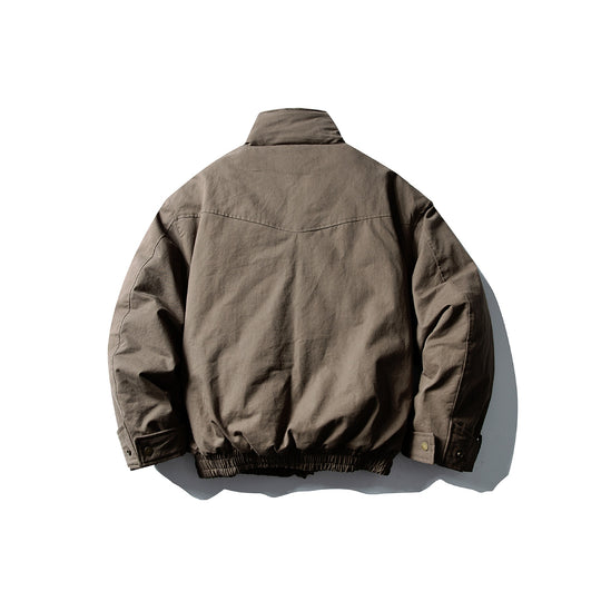 Herren Voluminöser Stehkragen-Bomber mit asymmetrischer Frontpatte und Taillen-Buckle Shop Nory