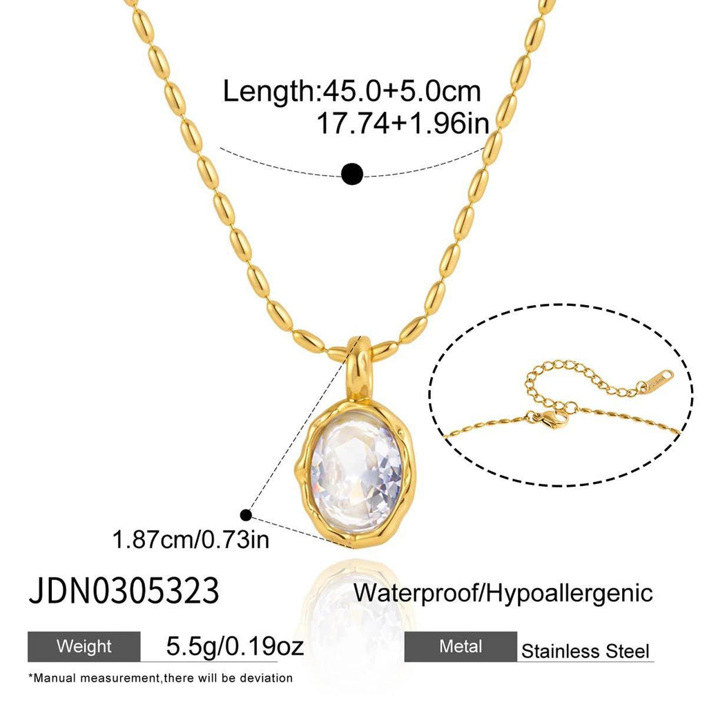 Damen Edelstahl Halskette mit funkelnden Kristalldetails Shop Nory