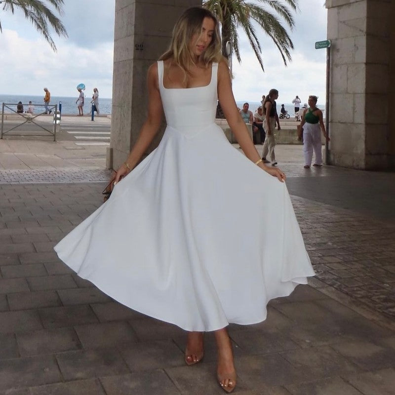 Maxikleid A-Linie mit quadratischem Ausschnitt