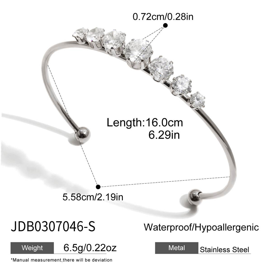 Damen Offenes Armband mit funkelnden Kristallakzenten und hypoallergenem Edelstahl Shop Nory
