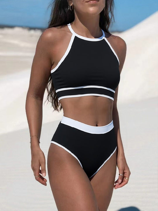 Damen Sportliches Bikini-Set mit hochgeschnittenem Unterteil und Racerback-Oberteil