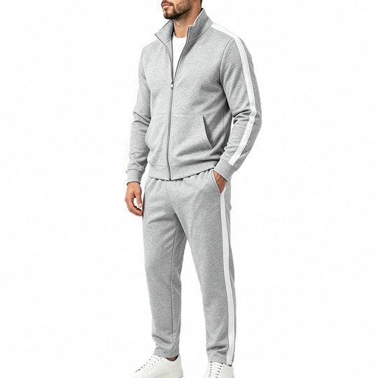 Herren Sportliches Trainingsanzug-Set mit Kontraststreifen, Reißverschlussjacke und Jogginghose Shop Nory