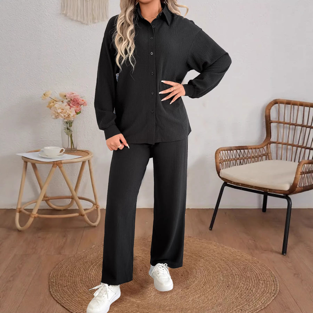 Damen Geripptes Oversize-Hemd mit Hemdkragen und Ballonärmeln Shop Nory