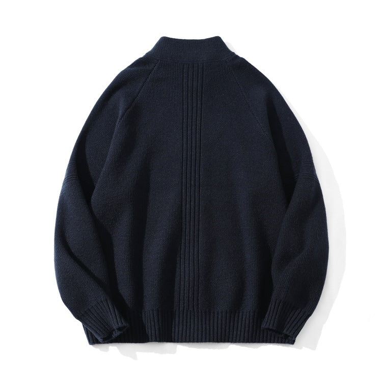Unisex Grobgestrickte Zip-Strickjacke mit Stehkragen und Zweiwege-Reißverschluss Shop Nory