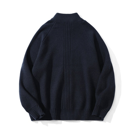 Unisex Grobgestrickte Zip-Strickjacke mit Stehkragen und Zweiwege-Reißverschluss Shop Nory