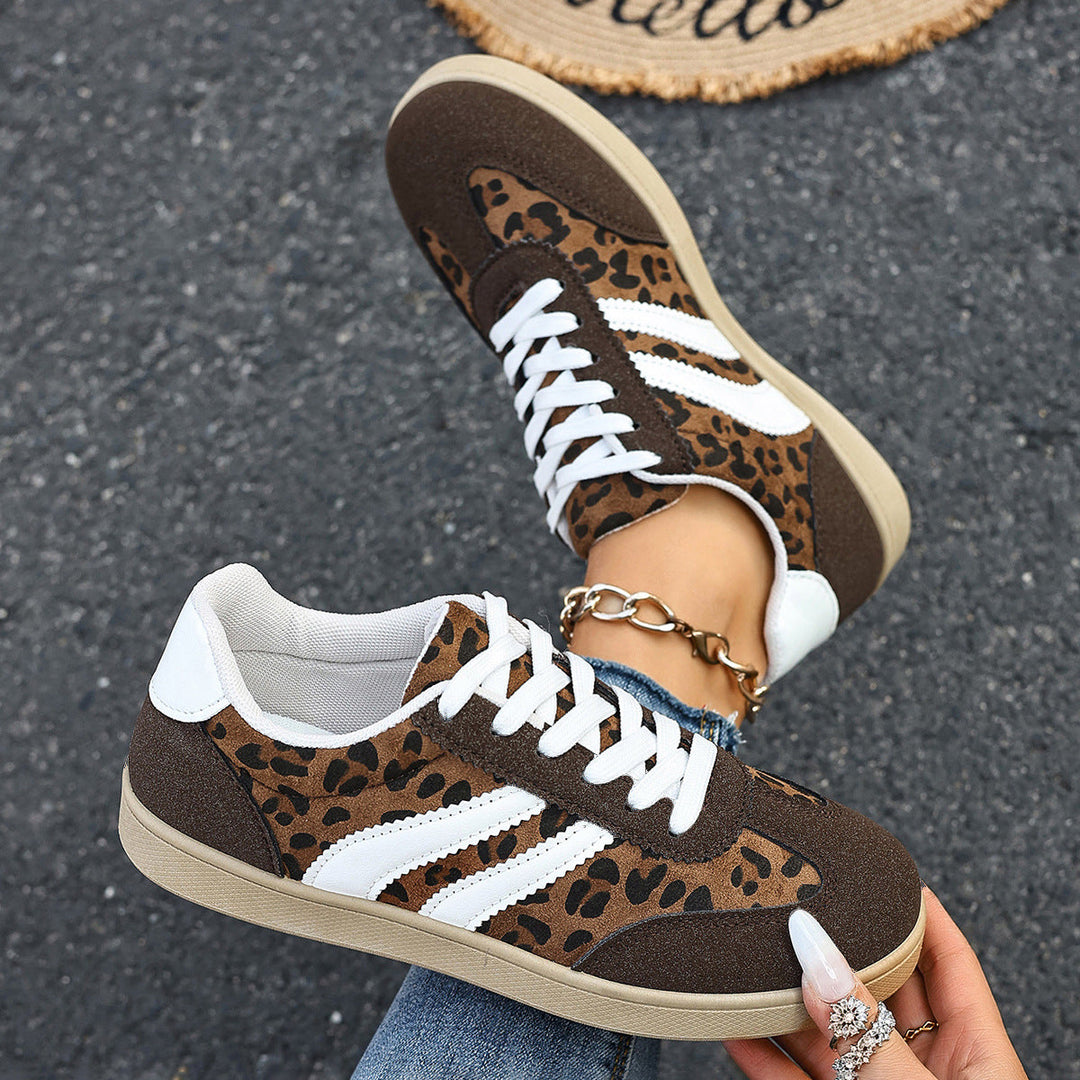 Damen Sneakers im Leopardenmuster mit bequemer Sohle