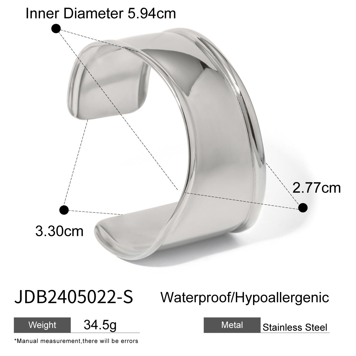 Damen Armreif aus hypoallergenem und wasserdichtem Edelstahl mit modernem Design Shop Nory