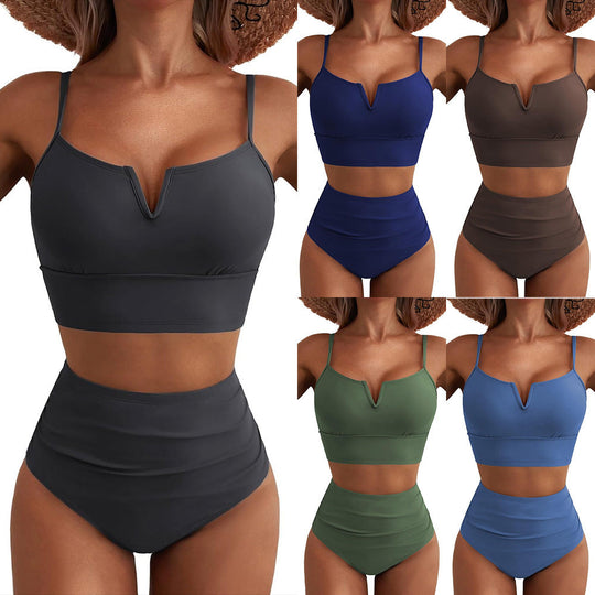 Damen Hochtailliertes Bikini-Set mit modernem V-Ausschnitt und angenehmer Passform