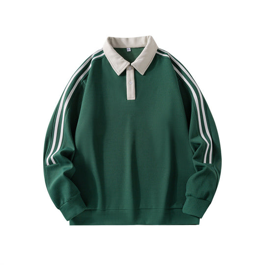 Herren Sportliches Poloshirt mit hohem Kragen und kontrastierenden Streifen Shop Nory