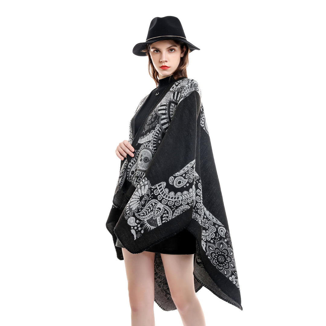 Damen Jacquard-Überwurf mit Paisley-Muster und offenem Kimono-Fall Shop Nory