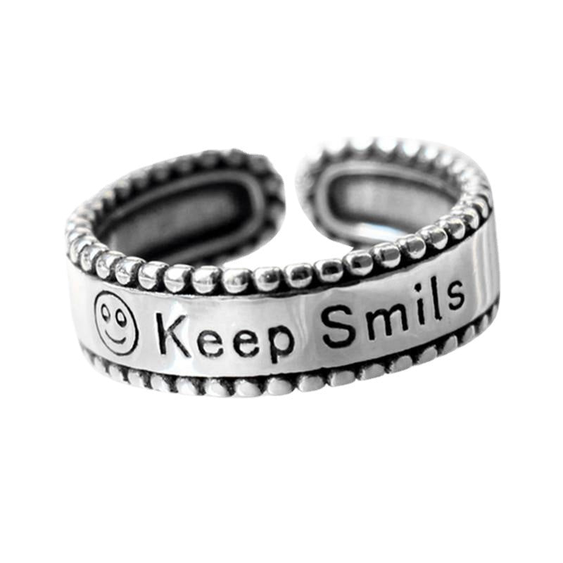 Damen Offener Ring mit positivem Schriftzug und funkelndem Design Shop Nory