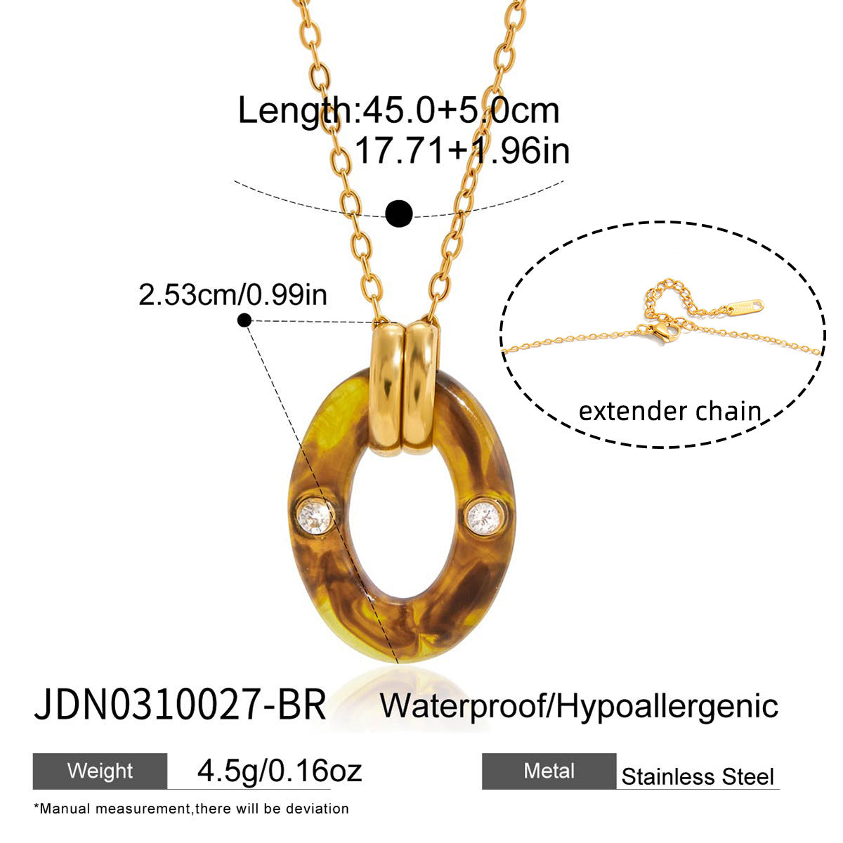 Damen Halskette mit rundem jadeähnlichem Anhänger und funkelnden Zirkonia Shop Nory