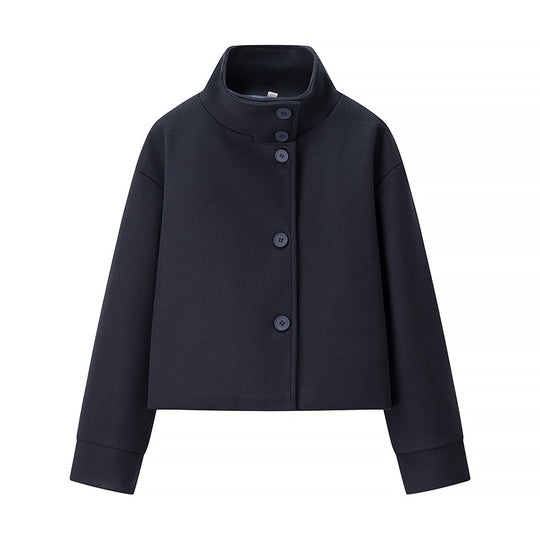 Damen Kurzjacke Boxy Wollmix mit Stehkragen, Oversize-Ärmeln und Knopfleiste Shop Nory