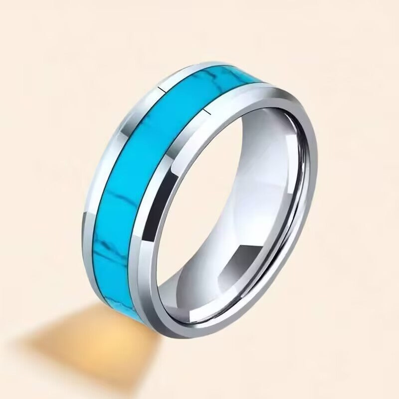 Herren Ring mit edler türkiser Stein - und Edelstahl-Akzent Shop Nory