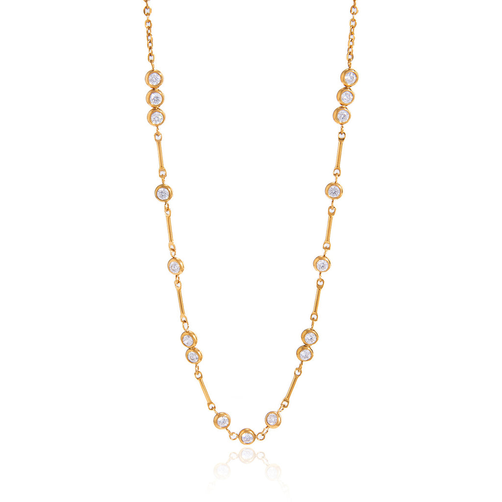 Damen Halskette mit funkelnden Zirkonia und elegantem Edelstahldesign Shop Nory