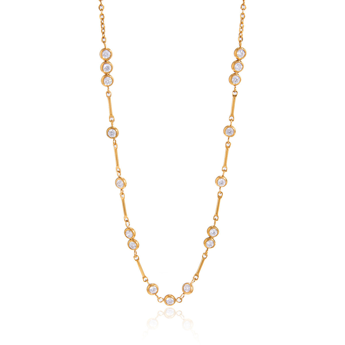 Damen Halskette mit funkelnden Zirkonia und elegantem Edelstahldesign Shop Nory